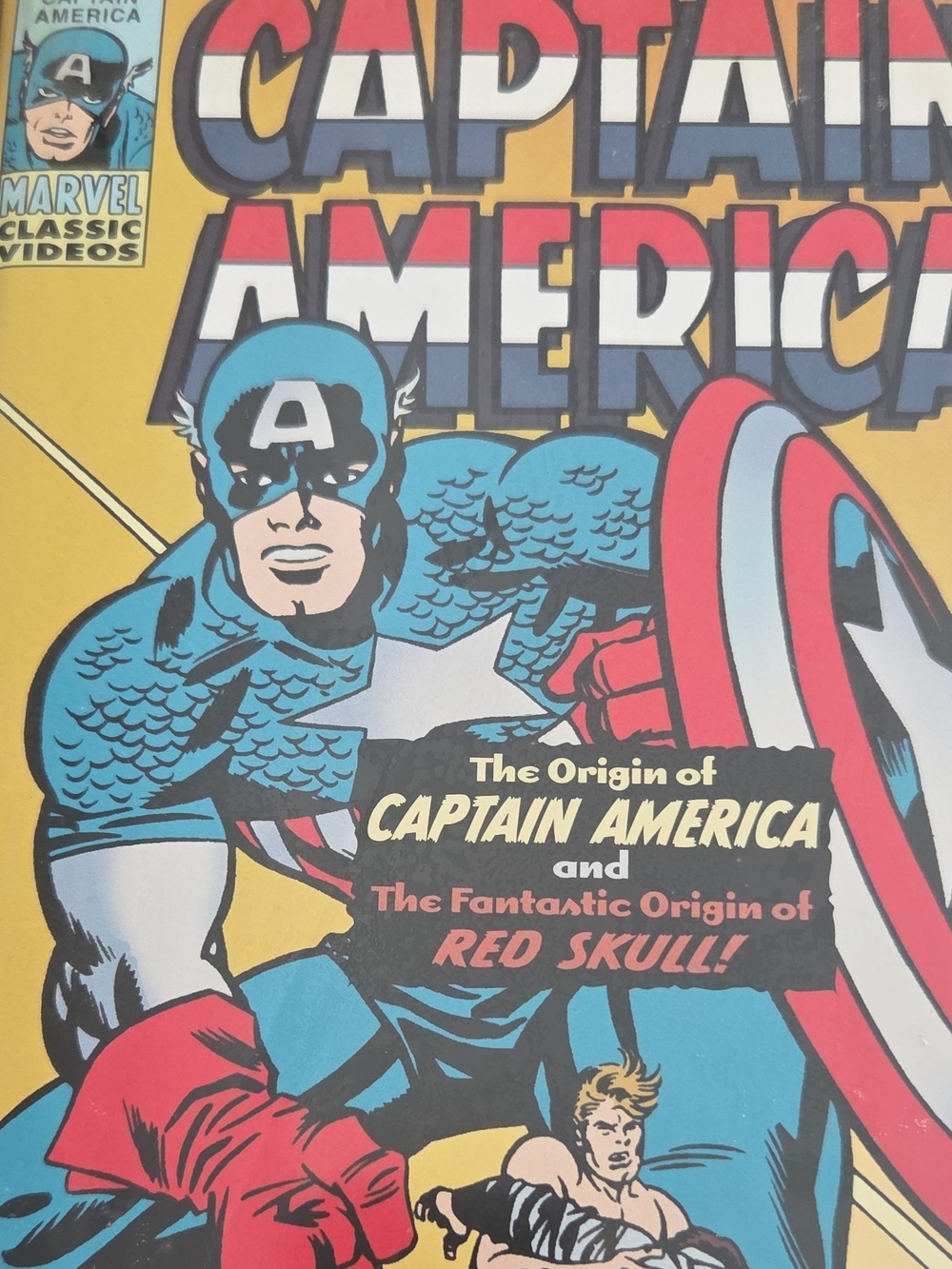 Marvel Captain America Comic Art Poster - Blue, Red, Yellow